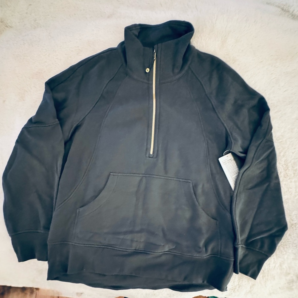 NWT lululemon Scuba Dark Forest Green/Gold Oversized Half-Zip Funnel Neck, M/L - Picture 2 of 4